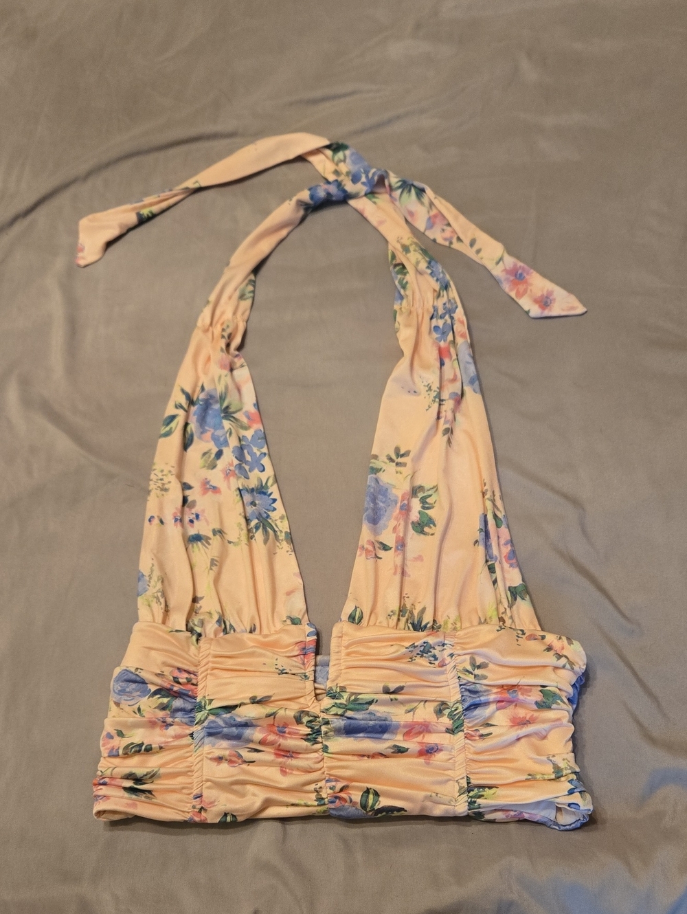 Zara Peach Floral Halter Tank Top